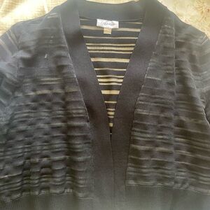 Calvin Klein Black and Sheer Striped Cardigan - NWT - XL